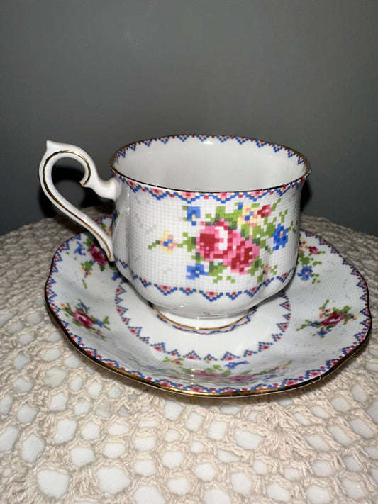 Antique Needlepoint Teacup