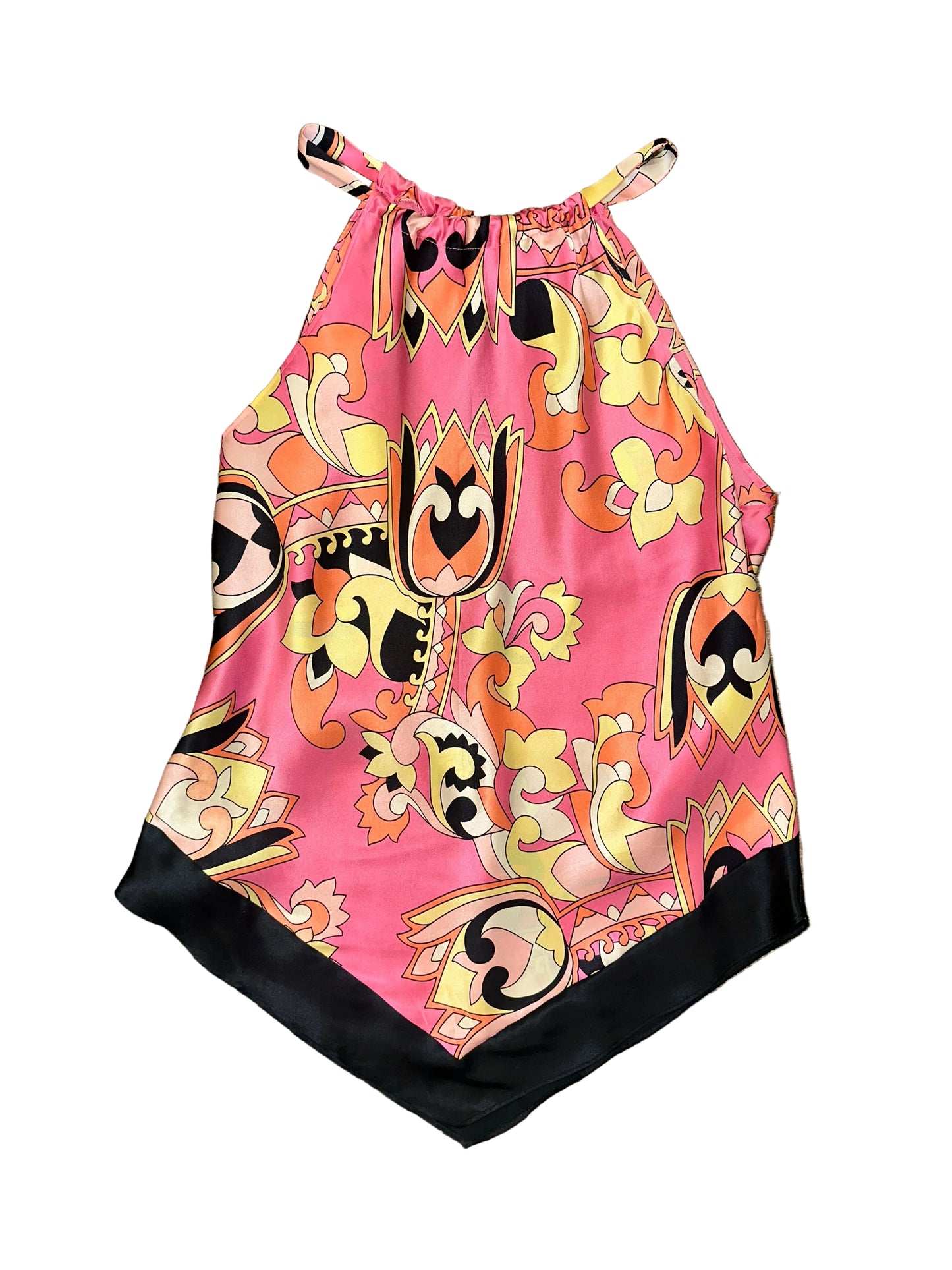 Vintage High Neck Silk Tank Top