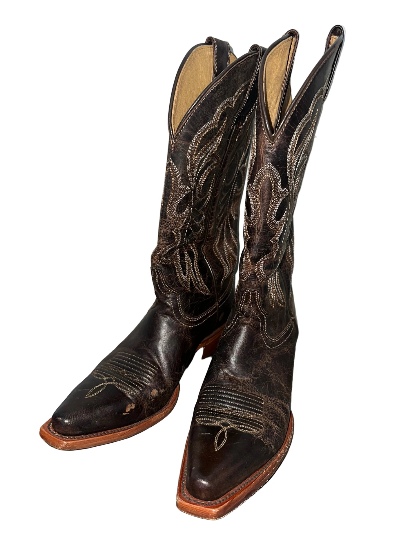 Dark Brown Leather Cowboy Boots