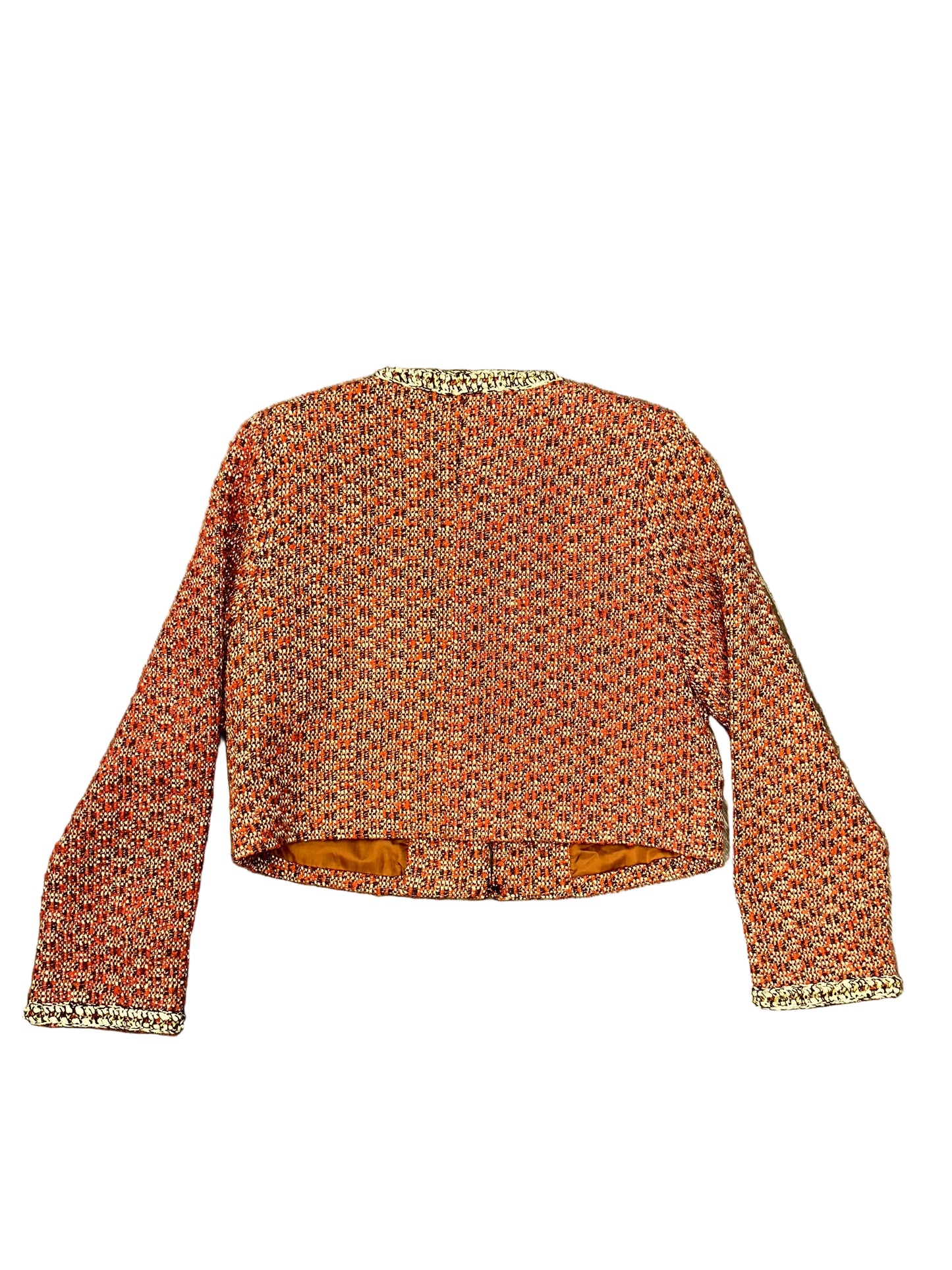 Orange Cropped Tweed Jacket