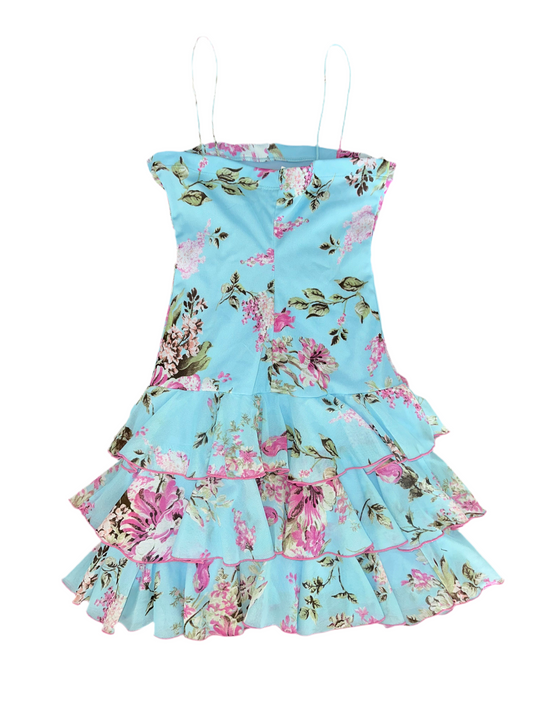 Vintage Floral Ruffle Dress