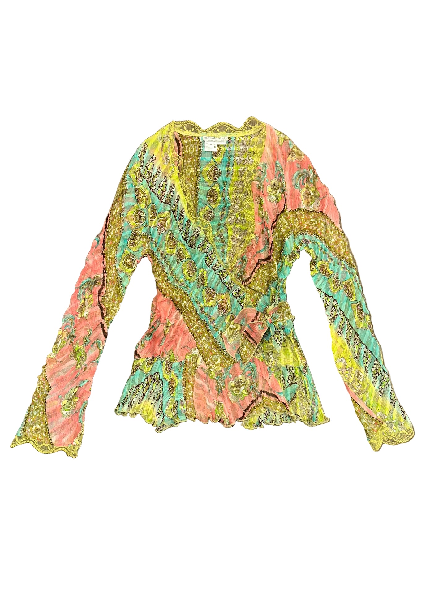 Vintage Sheer Tie Front Blouse