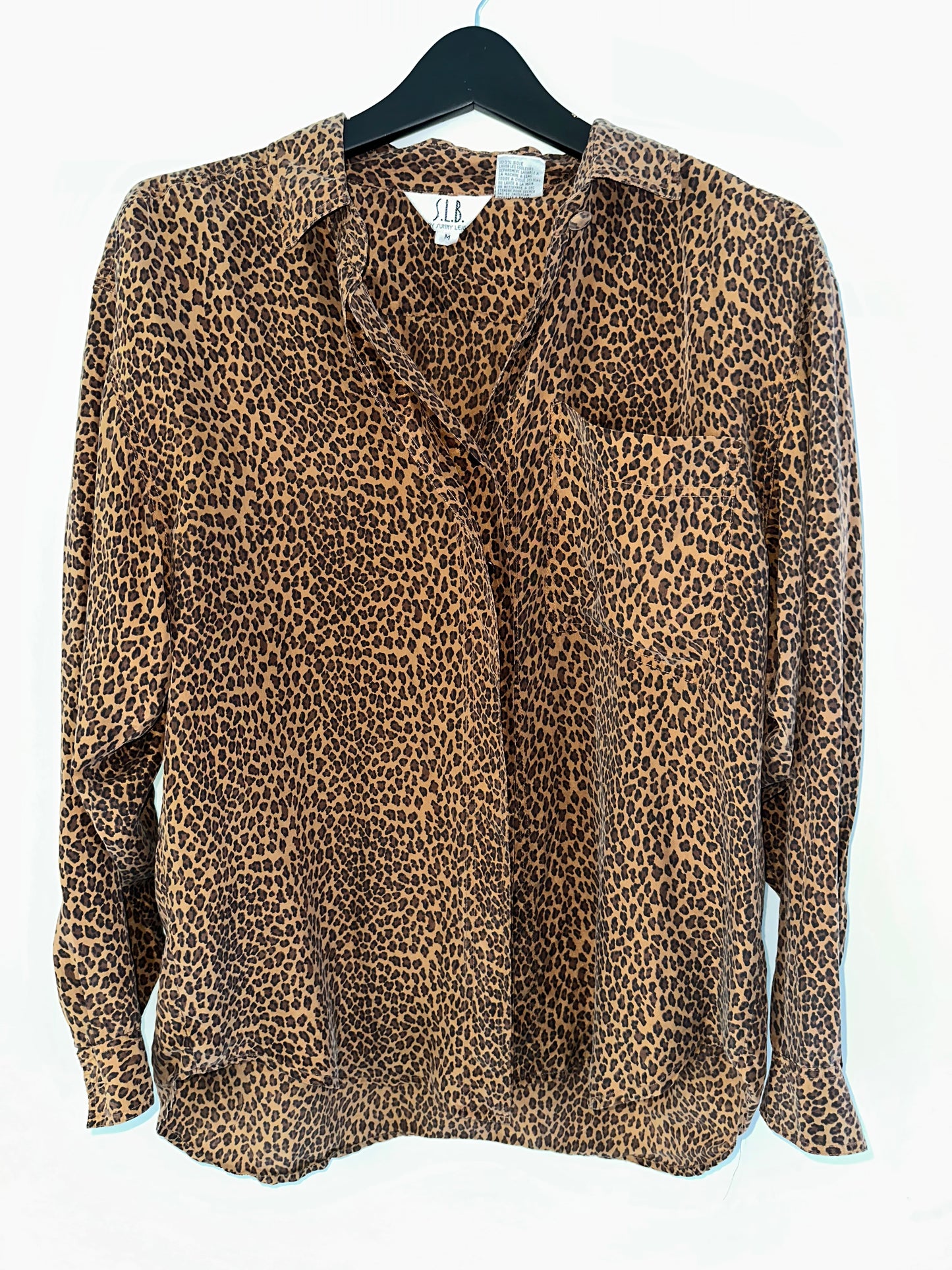 Vintage Silk Cheetah Print Blouse