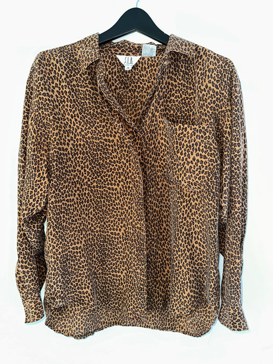 Vintage Silk Cheetah Print Blouse