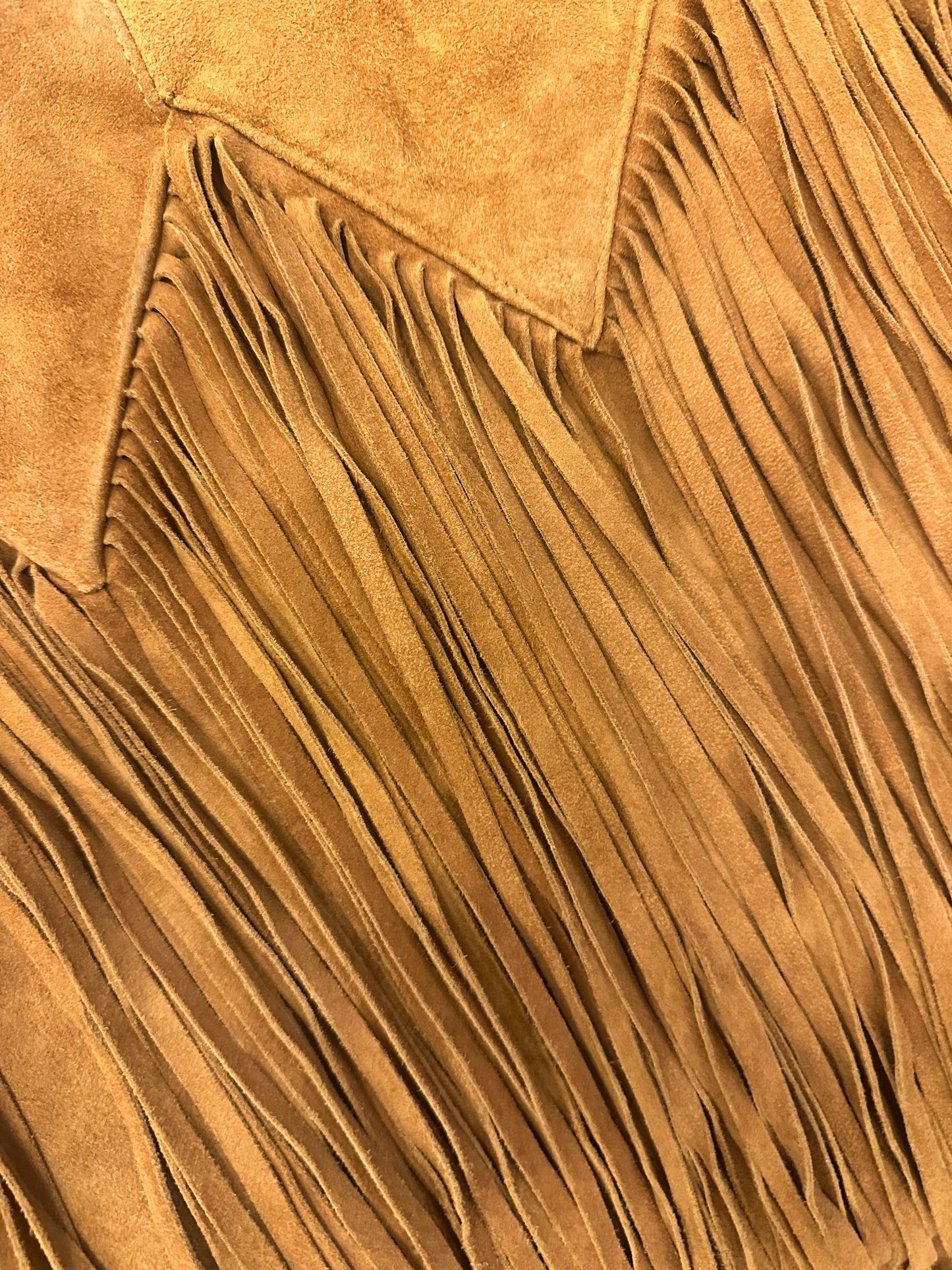 Vintage Y2K Suede Fringe Tote Bag in Tan