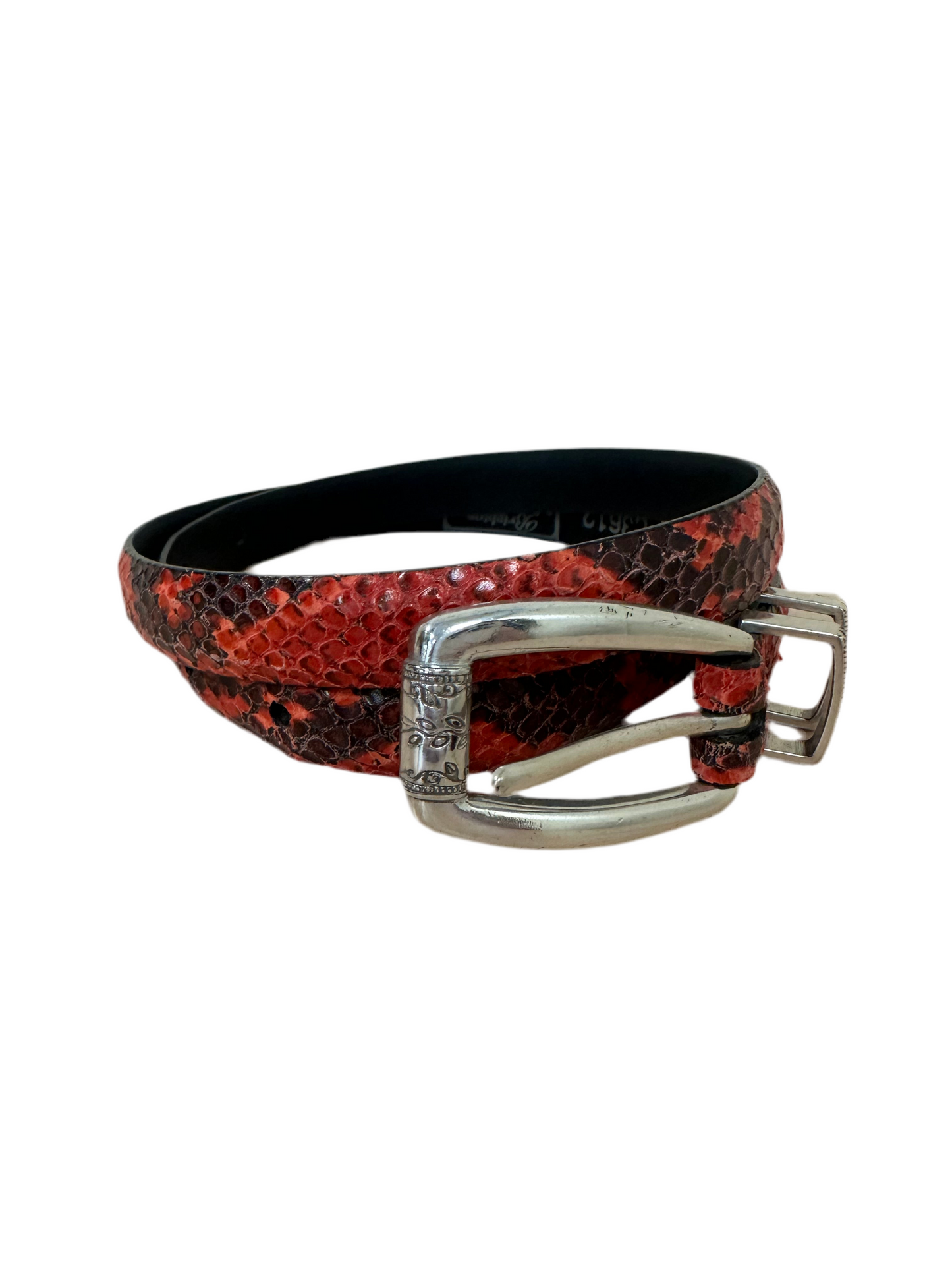 Red Snakeskin Skinny Belt