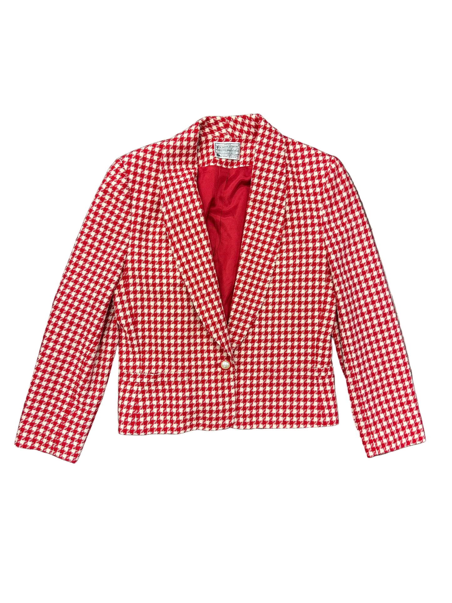 Vintage Red Houndstooth Blazer