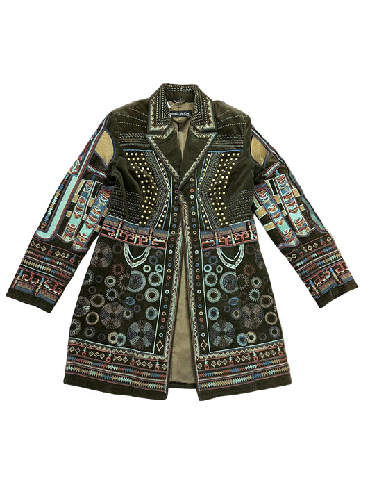 Vintage Embroidered Studded Statement Coat