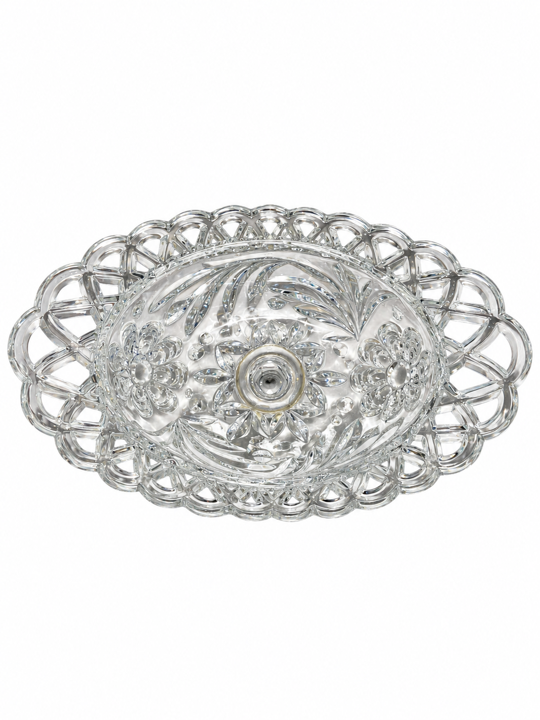 Vintage Ornate Crystal Pedestal Compote