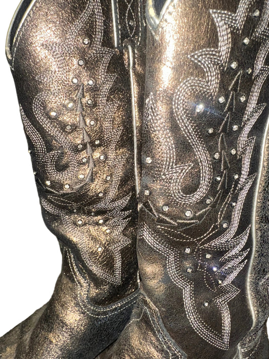 Vintage Metallic Rhinestone Cowboy Boots