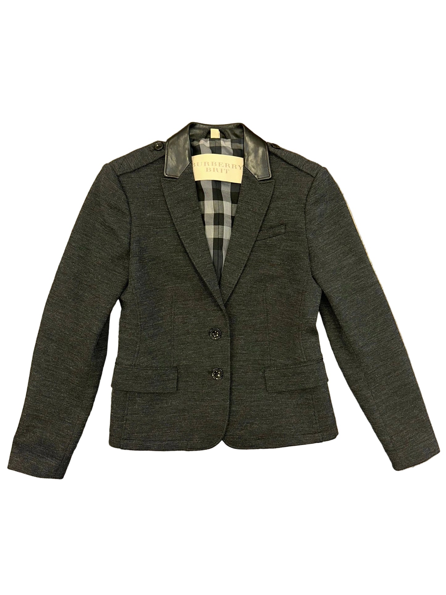Vintage Burberry Blazer with Leather Accents