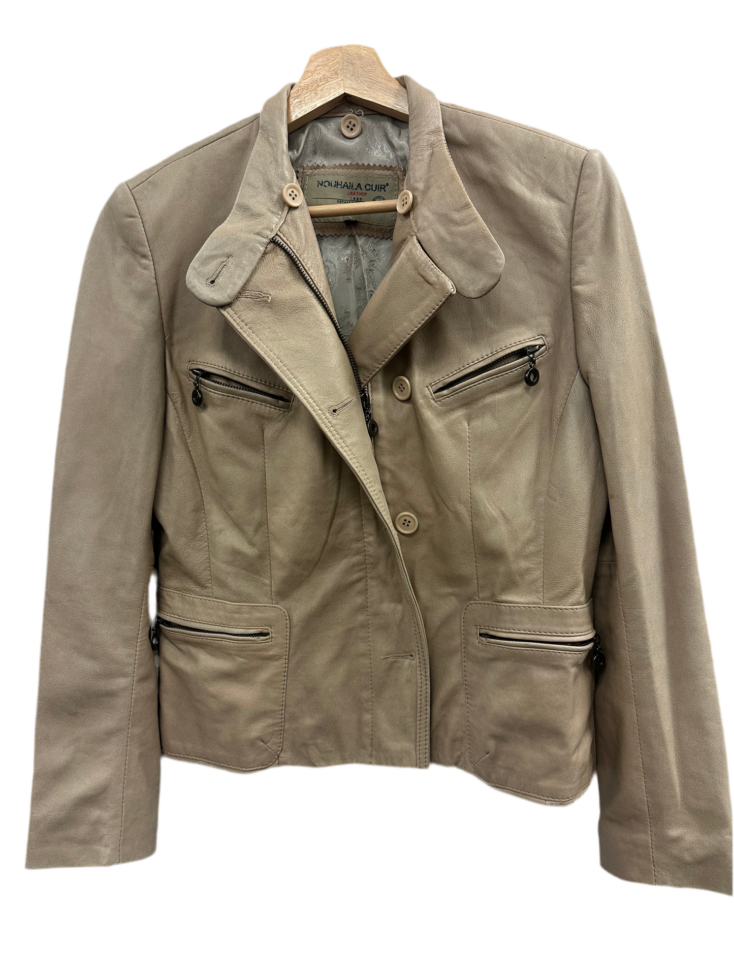 Vintage Tan Leather Moto Jacket