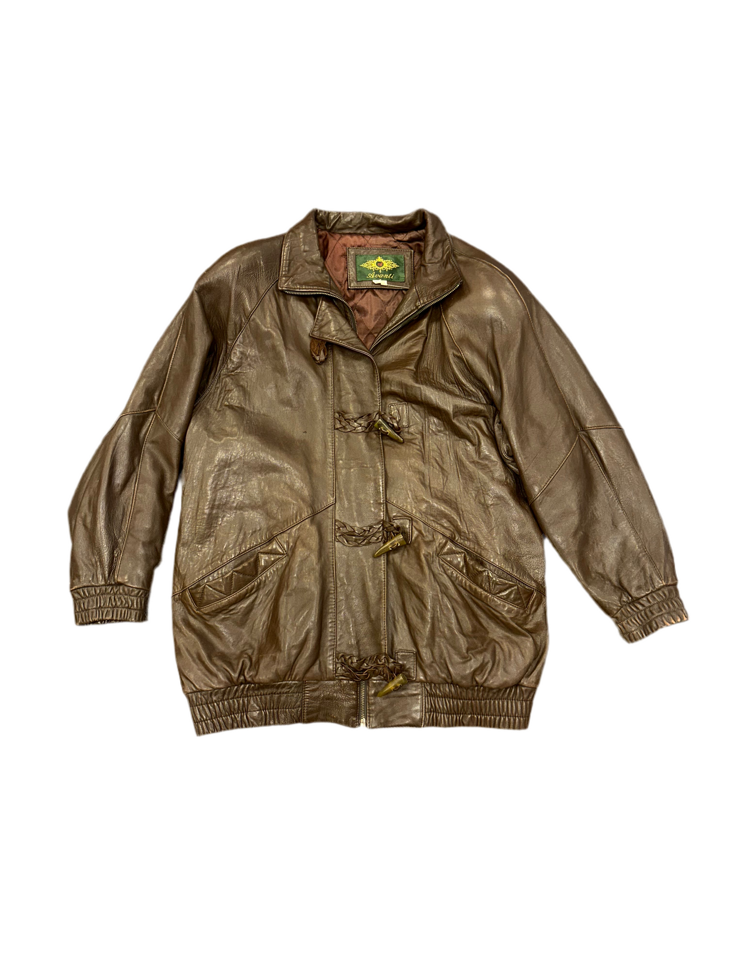 Vintage (80s) Brown Leather Bomber Jacket