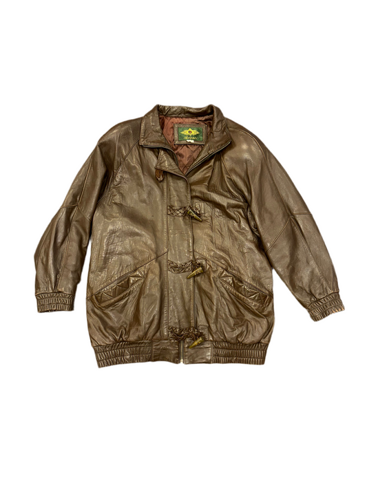 Vintage (80s) Brown Leather Bomber Jacket