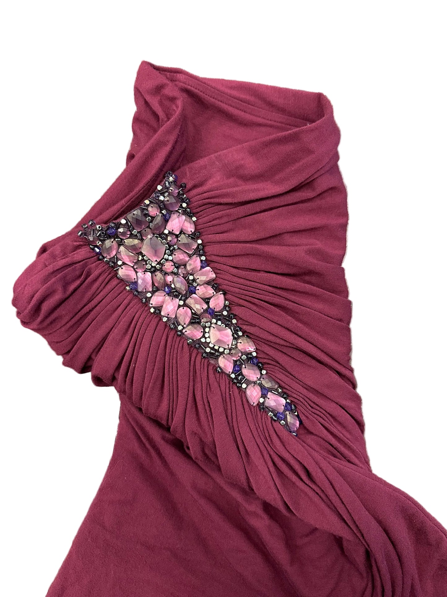 Vintage Y2K Asymmetrical Strapless Top with Side Embellishment