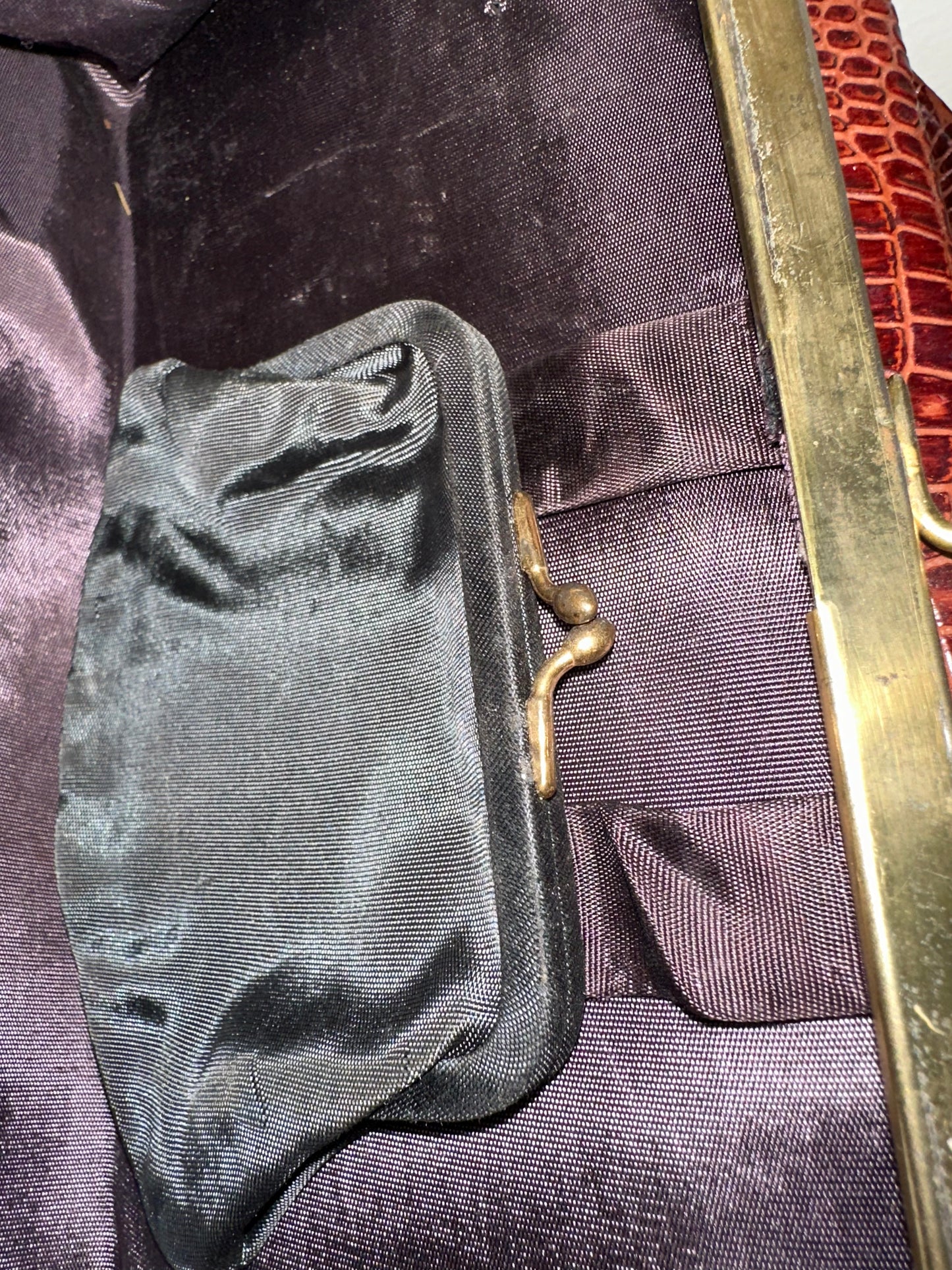 Vintage Leather Croc Embossed Handbag