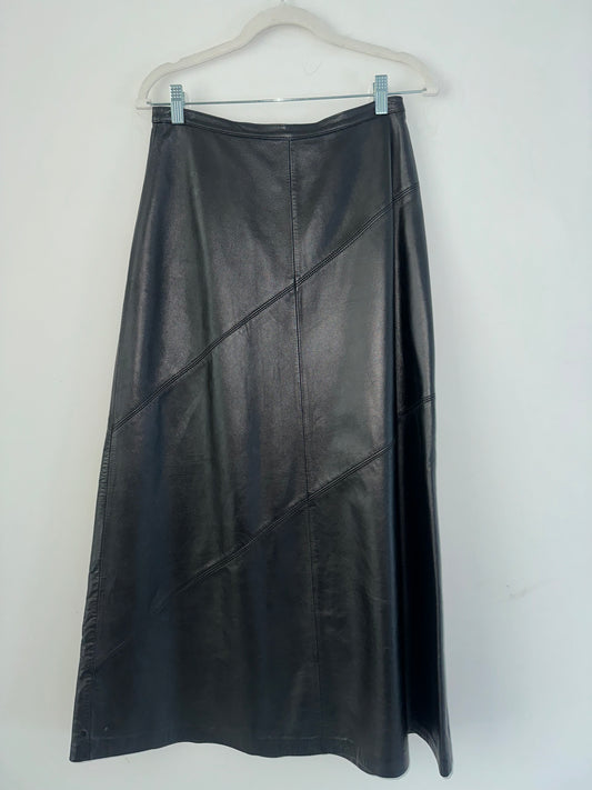 Vintage Long Leather Skirt