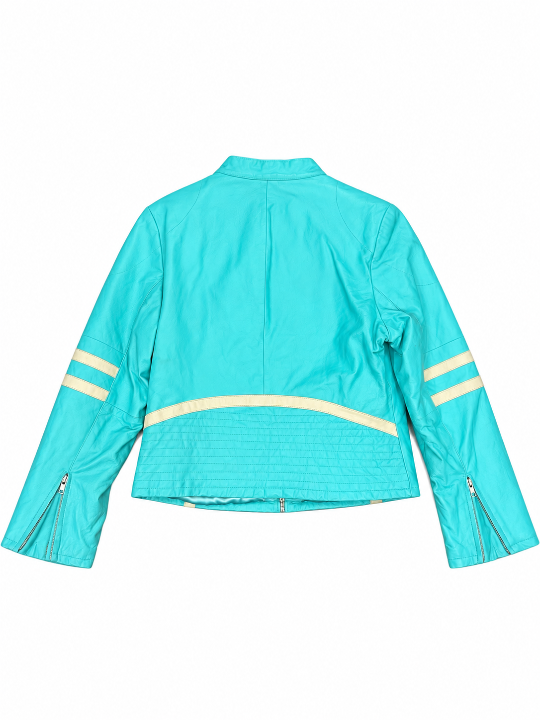 Vintage Turquoise Leather Moto Jacket