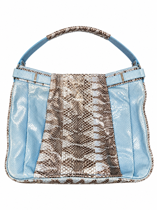 Vintage Blue Snakeskin Shoulder Bag