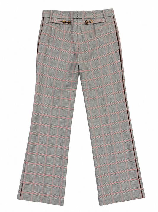 Vintage 90s Dolce & Gabbana Plaid Leather-Trim Trousers