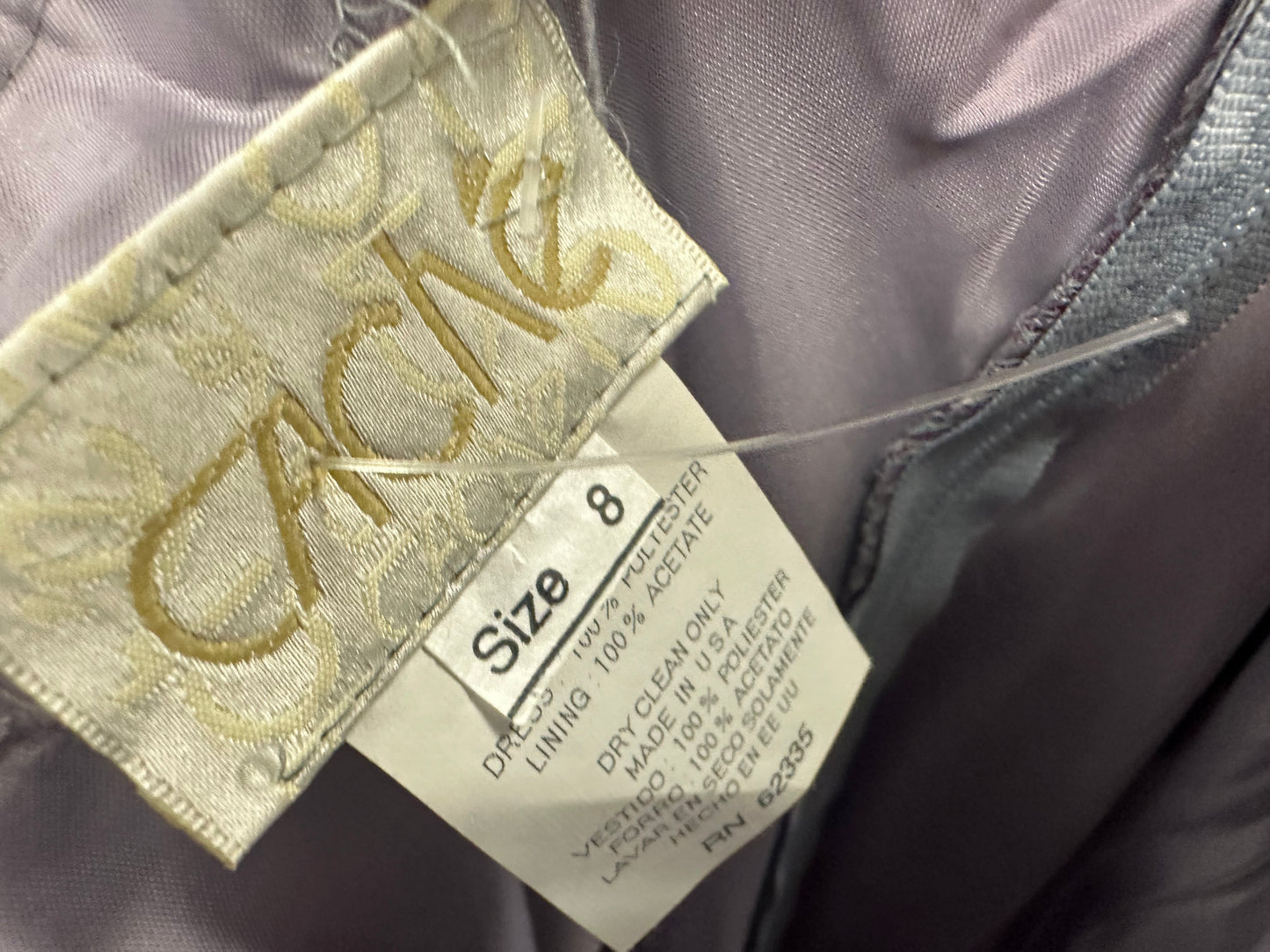 Vintage 90s Cache Iridescent Lavender Drapped Maxi Dress