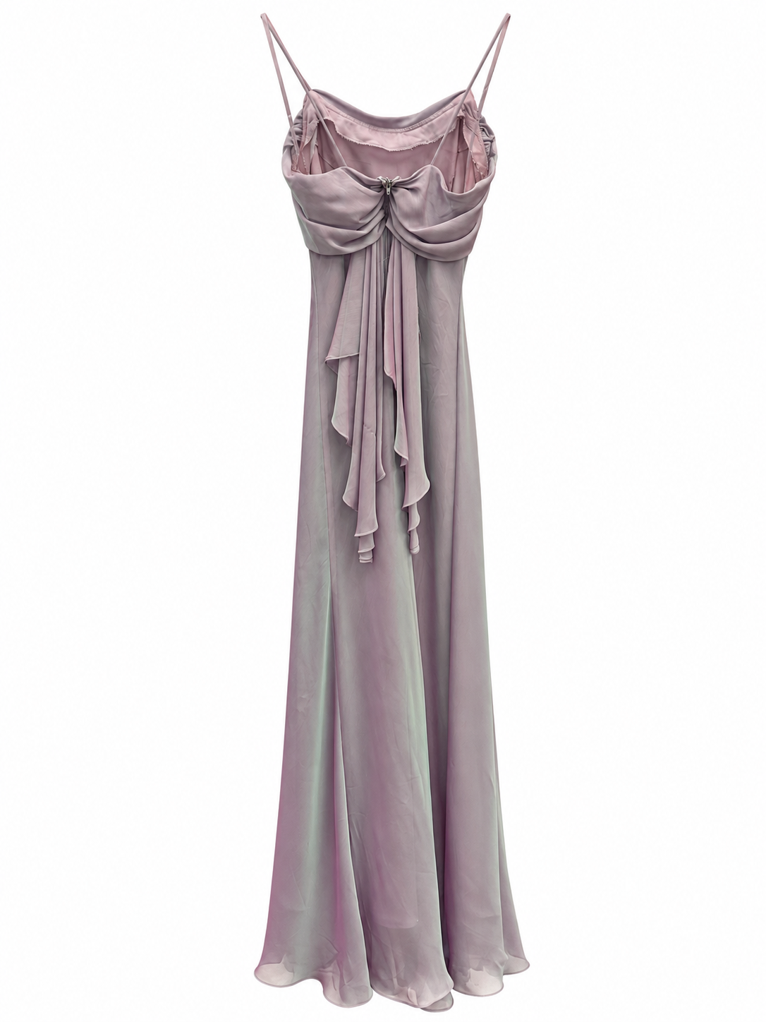 Vintage 90s Cache Iridescent Lavender Drapped Maxi Dress