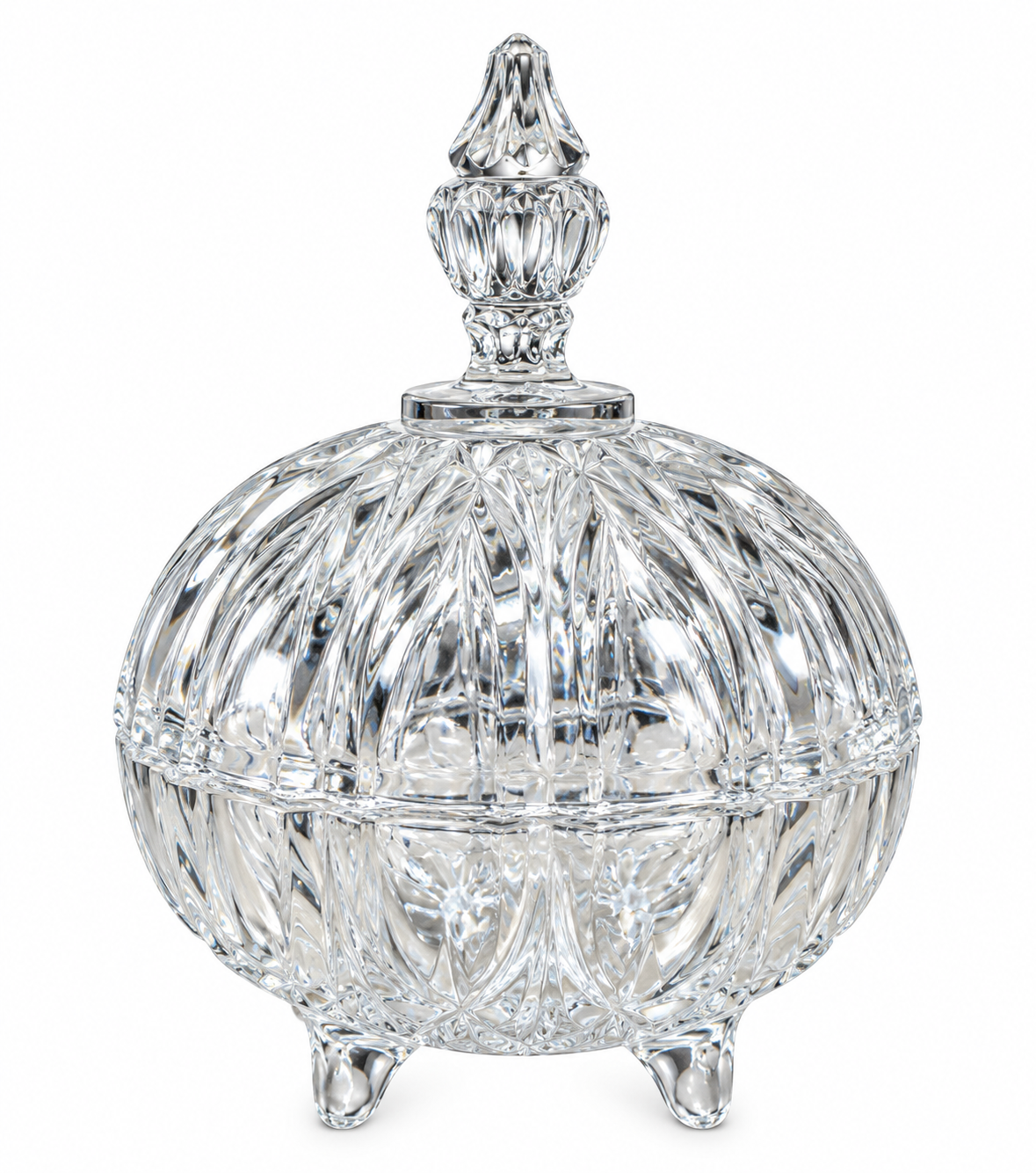Vintage Footed Crystal Candy Dish with Lid