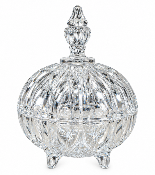 Vintage Footed Crystal Candy Dish with Lid