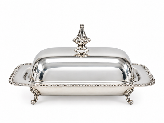 Vintage Footed Silver Butter Dish