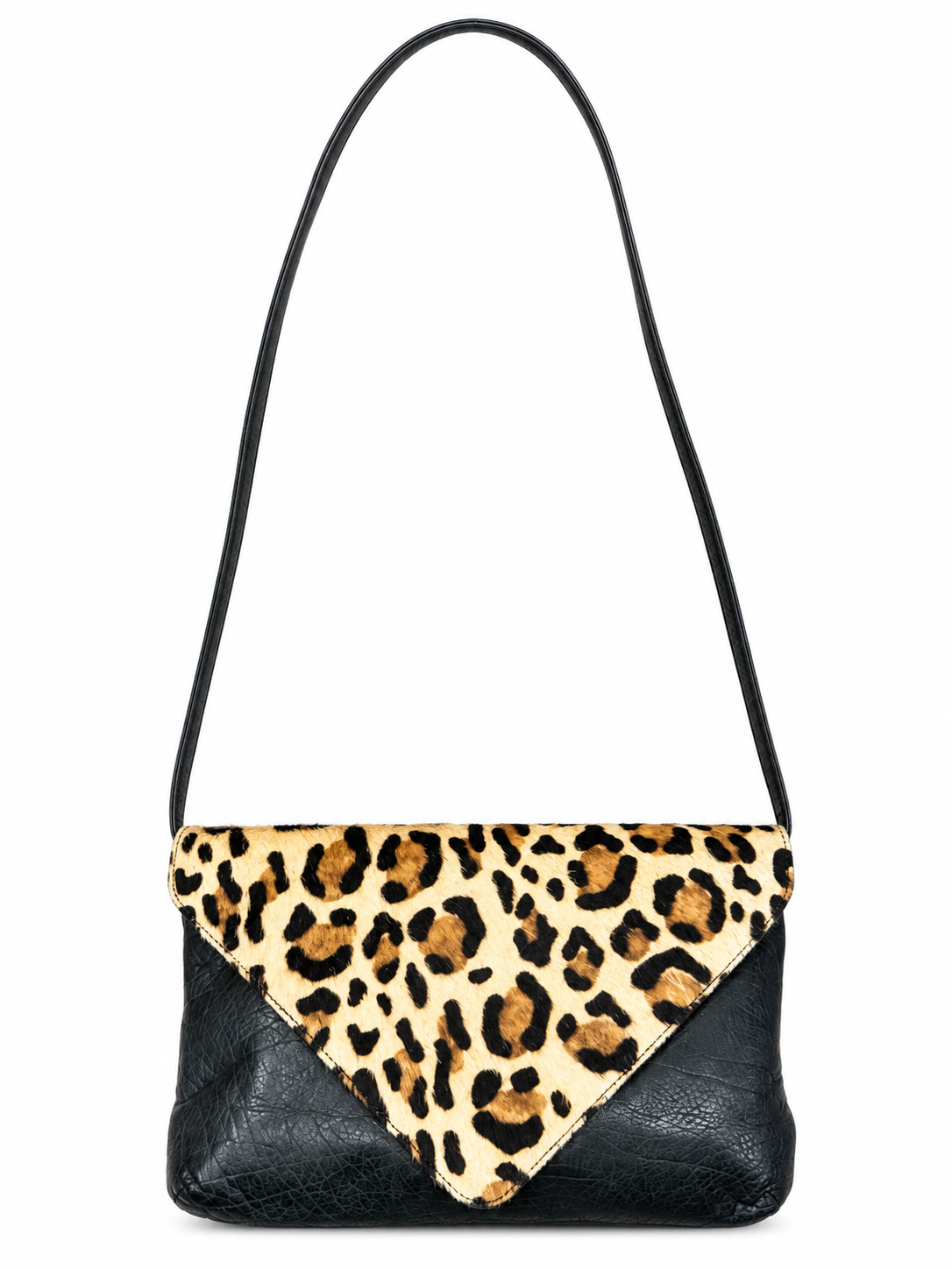 Vintage Leather & Leopard Calfhair Crossbody Purse