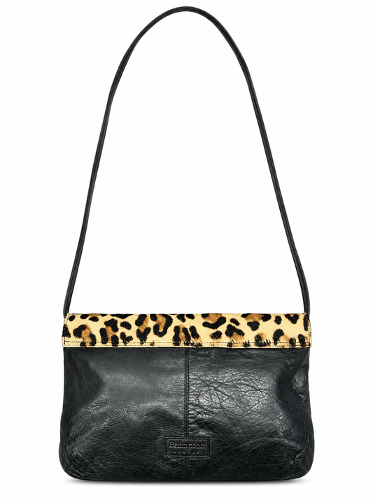 Vintage Leather & Leopard Calfhair Crossbody Purse