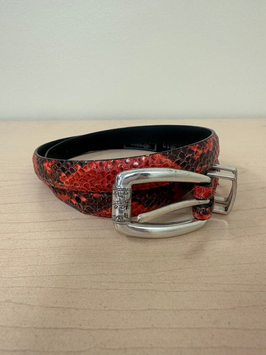 Red Snakeskin Skinny Belt