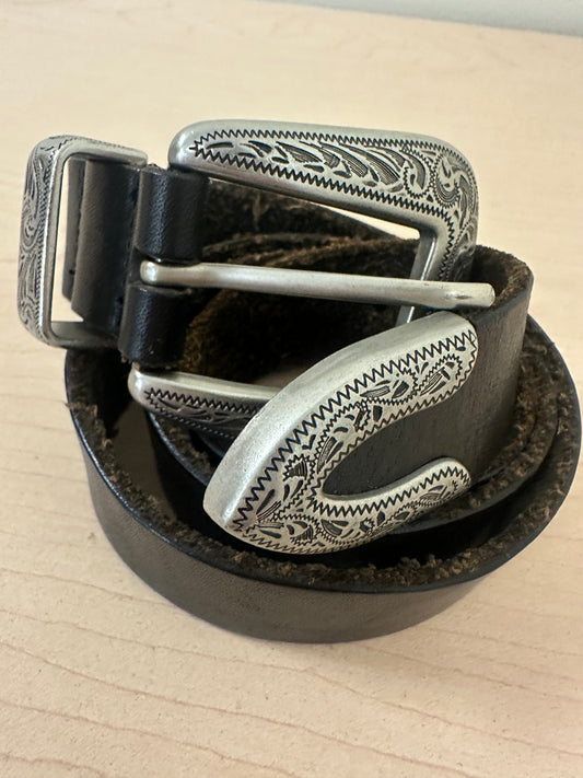 Vintage Black Leather Belt