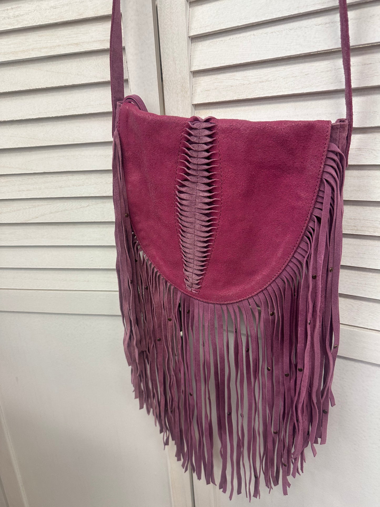 Vintage Pink Suede Crossbody