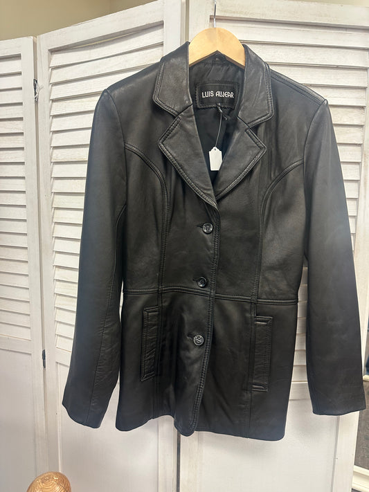 Vintage Black Leather Blazer