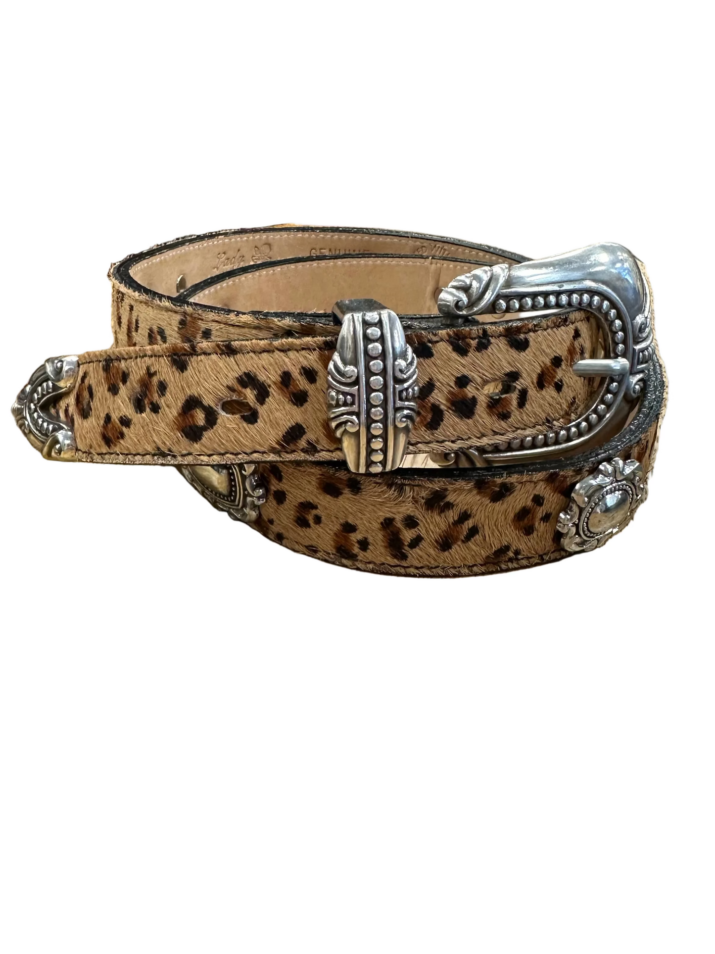 Vintage Cheetah Belt with Silver Accents