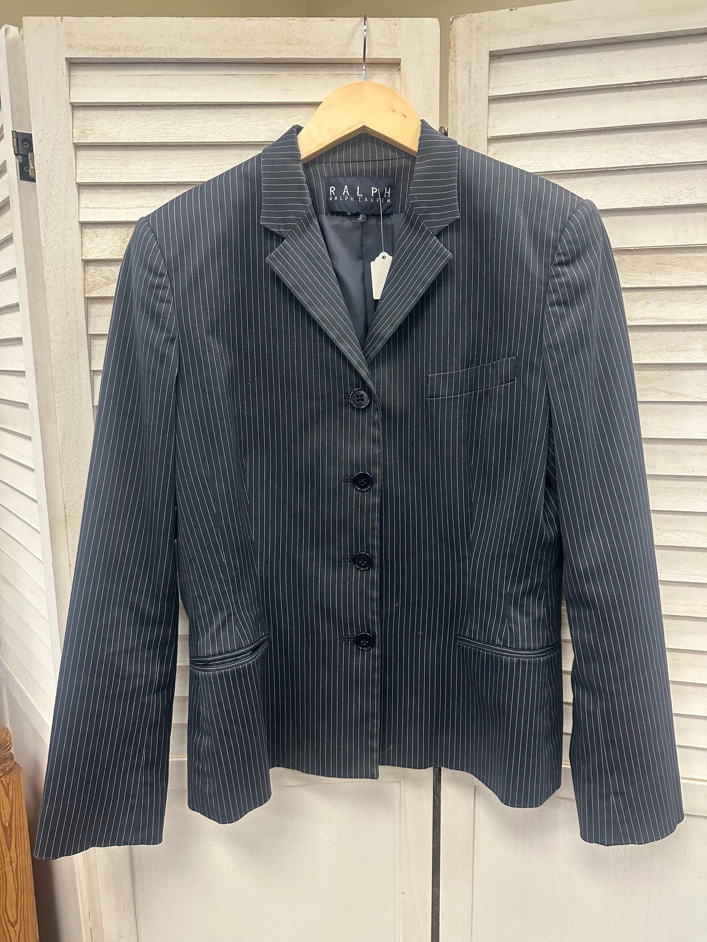 Vintage Ralph Lauren Navy Blue Pinstripe Blazer