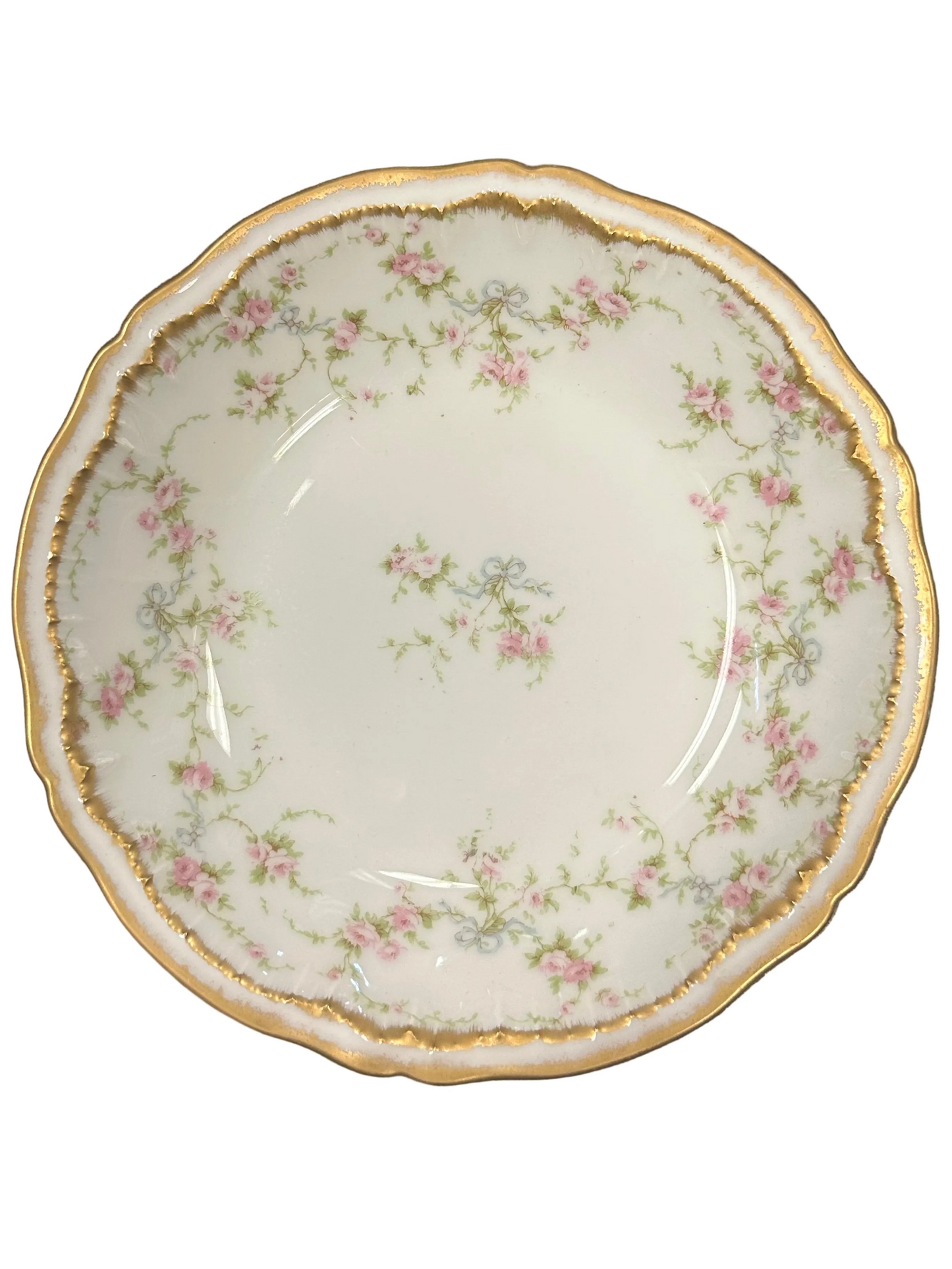 Vintage Limoges Pink Floral Medium Bowl Dish