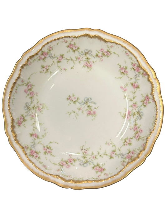 Vintage Limoges Pink Floral Medium Bowl Dish