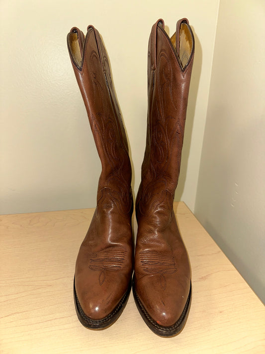 Vintage Brown Leather Cowboy Boots