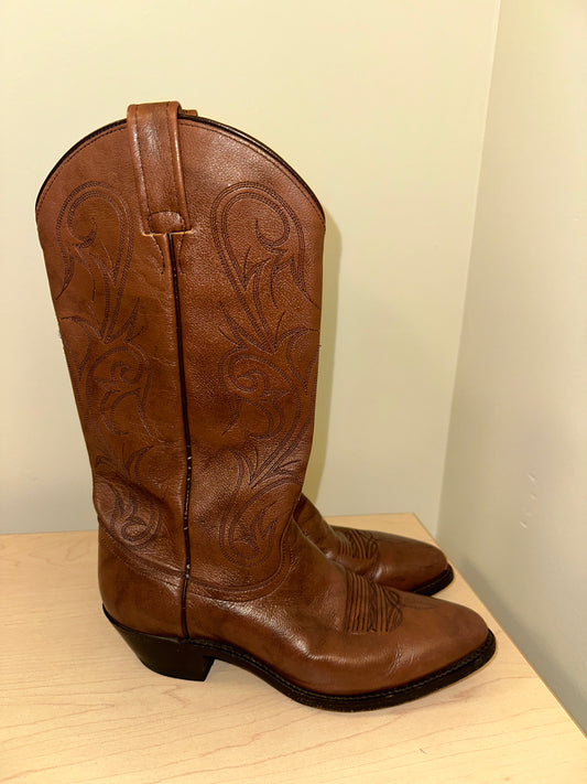 Vintage Brown Leather Cowboy Boots
