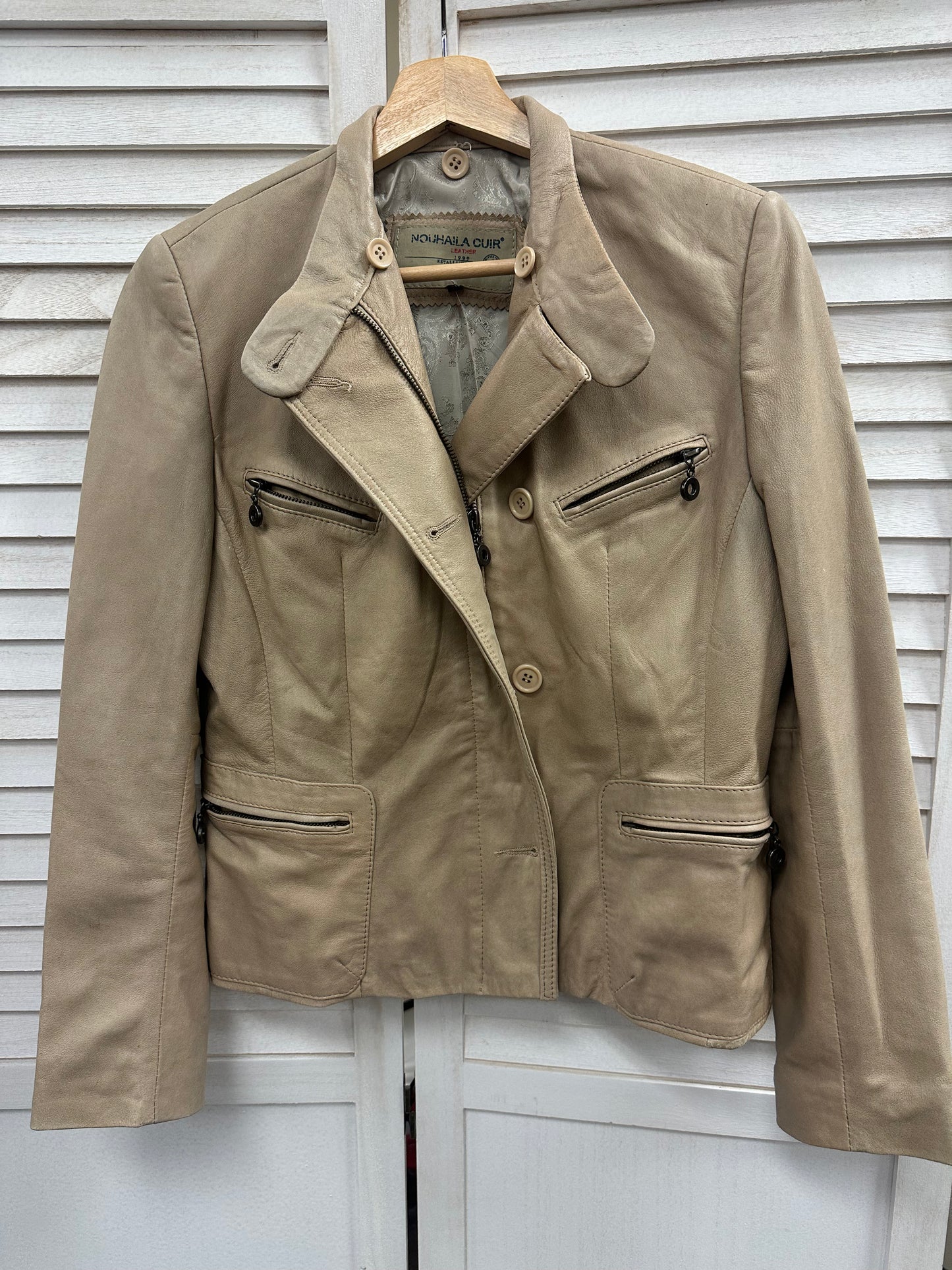 Vintage Tan Leather Moto Jacket