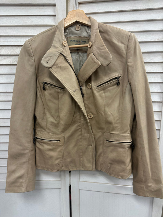 Vintage Tan Leather Moto Jacket