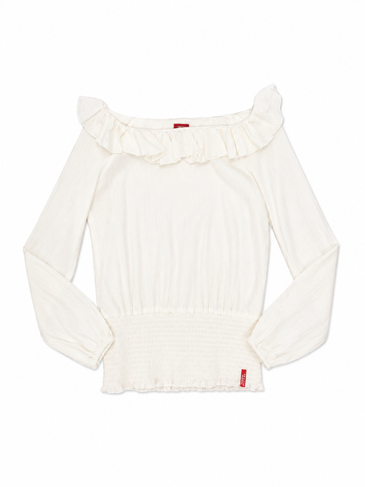 Vintage Y2K Miss Sixty Ruffle Boatneck Blouse