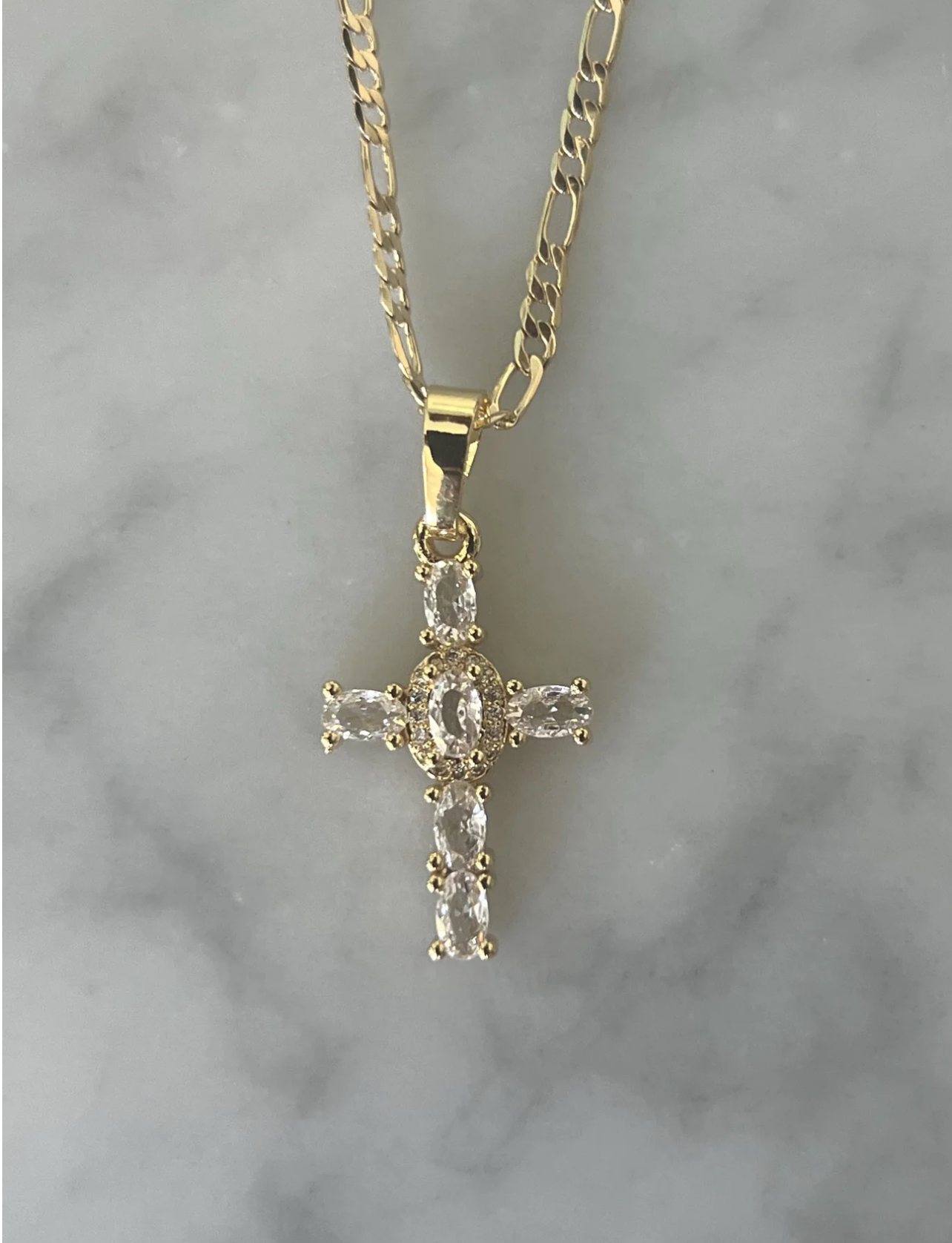GALYNT Cross 'Baguette Figaro' Necklace