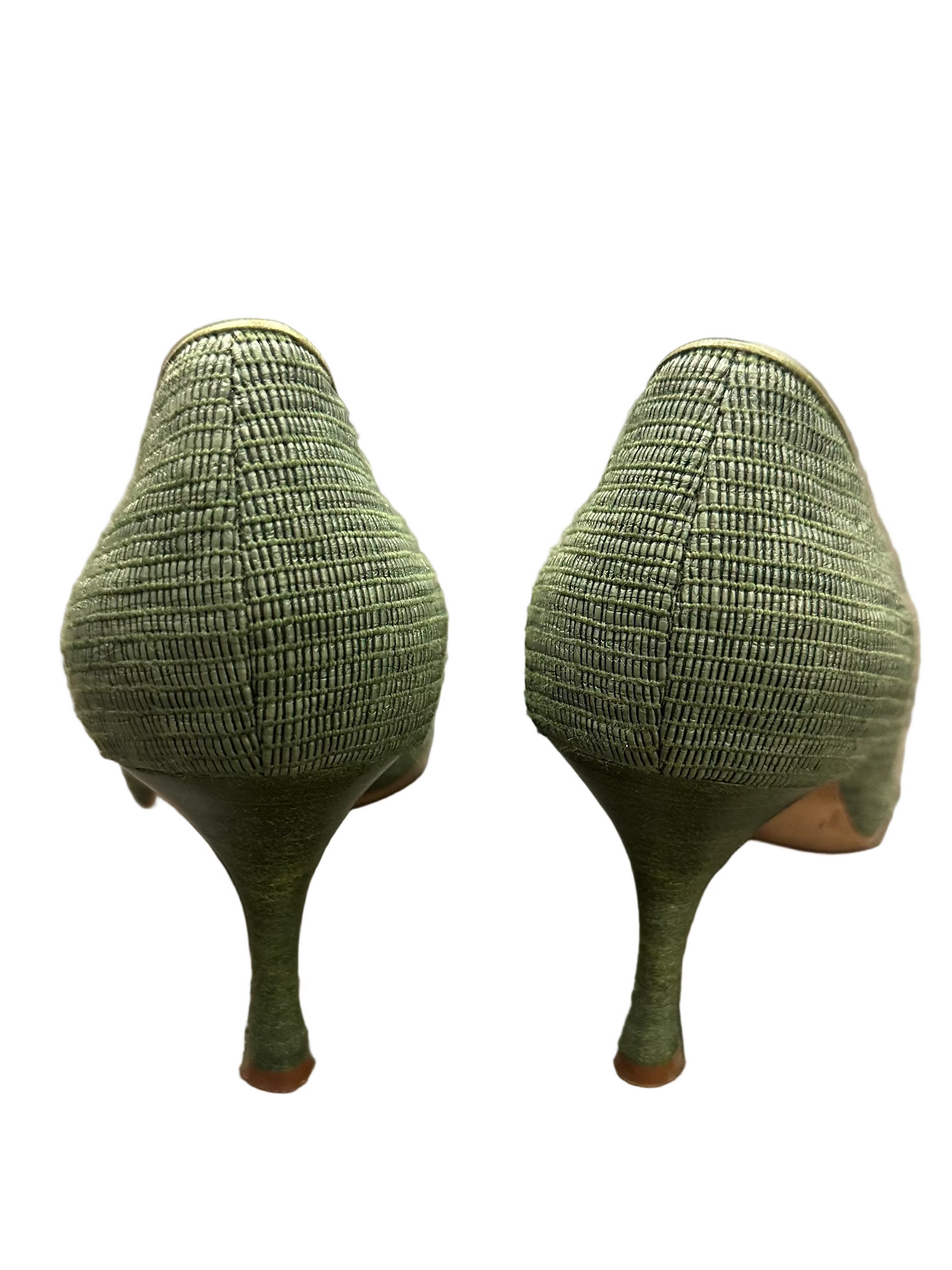 Vintage Manolo Blahnik Olive Green Textured Heels