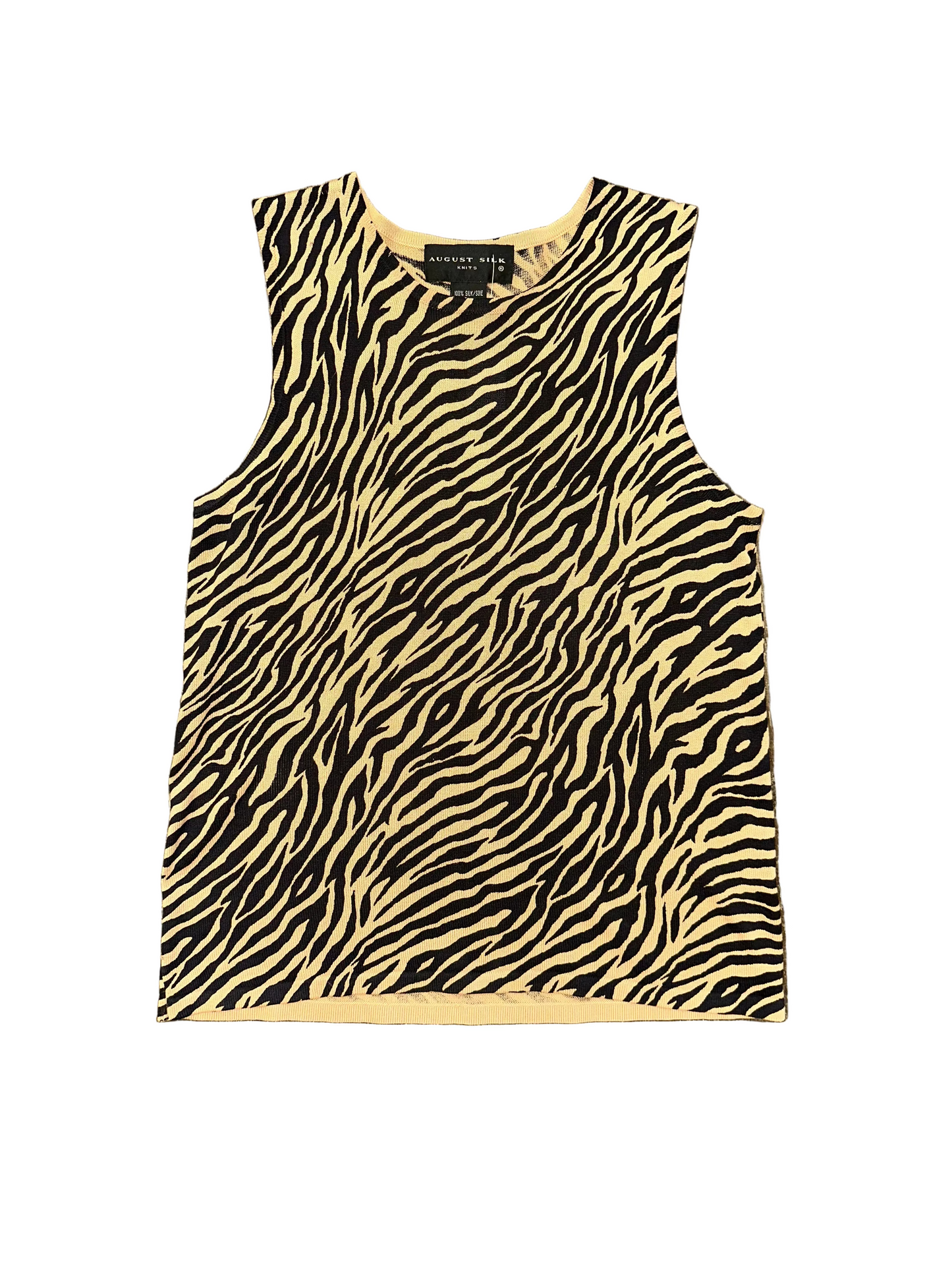 Vintage Zebra Knit Silk Tank Top