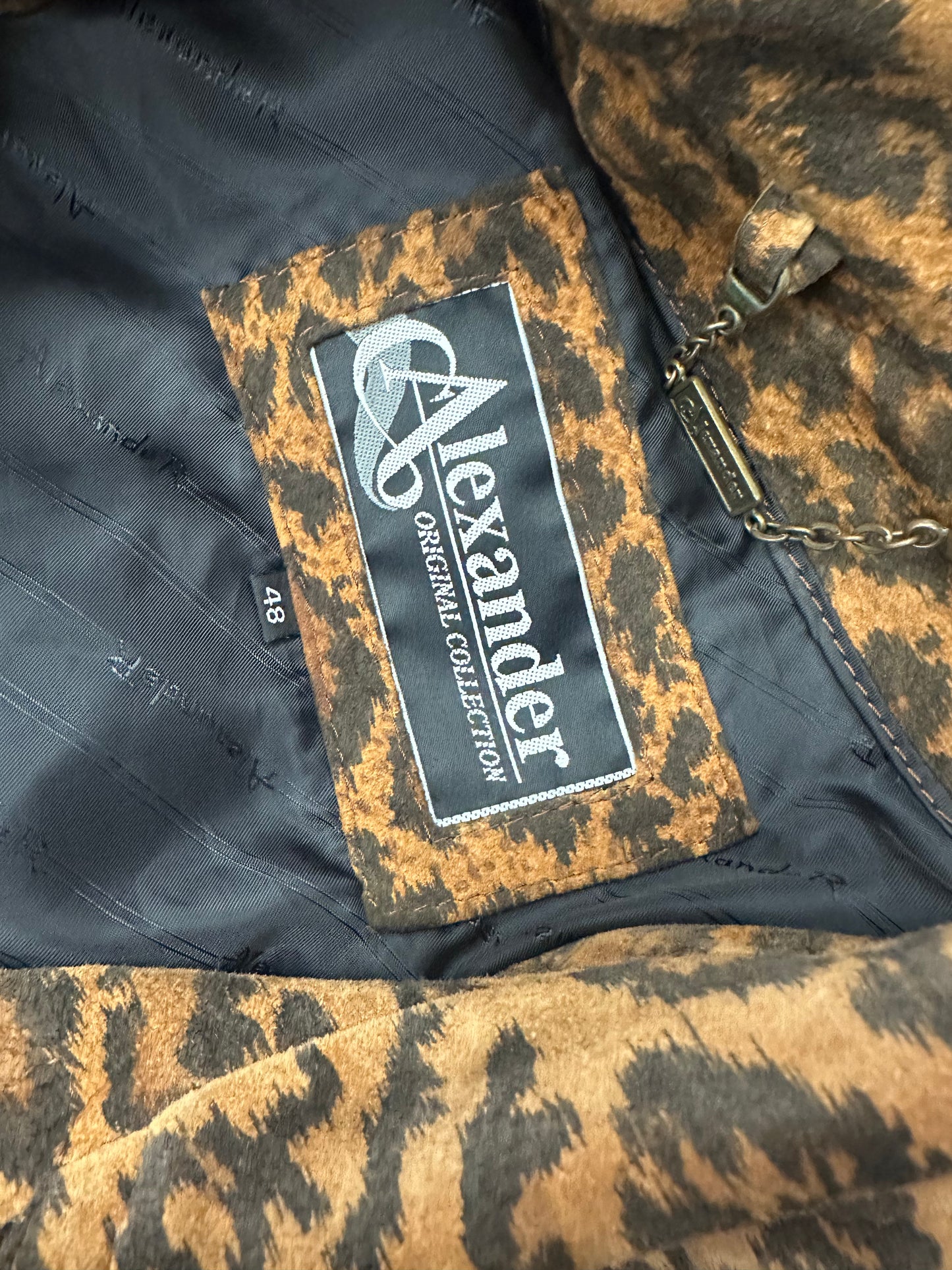 Vintage Leopard Suede Bomber Jacket