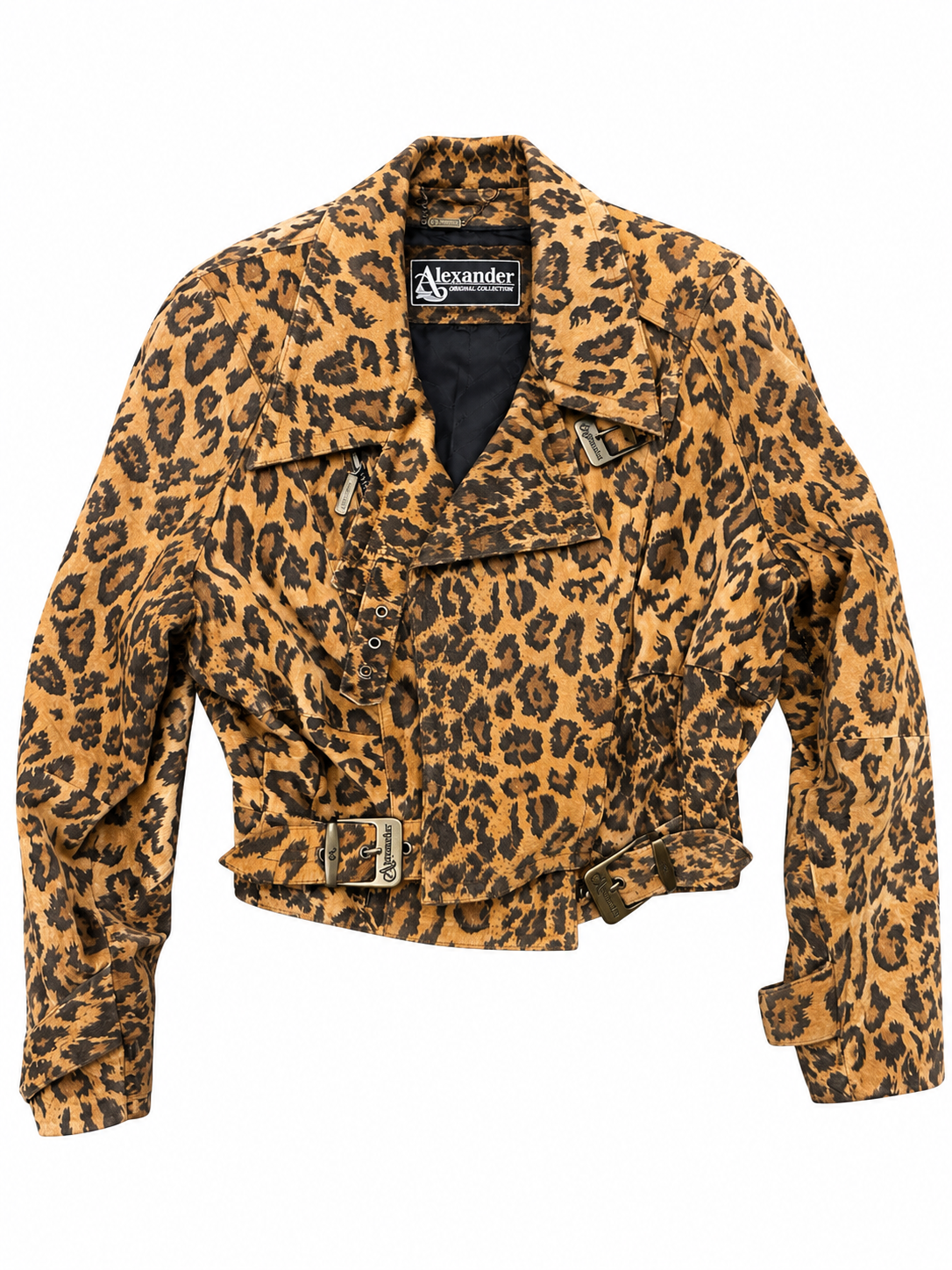 Vintage Leopard Suede Bomber Jacket