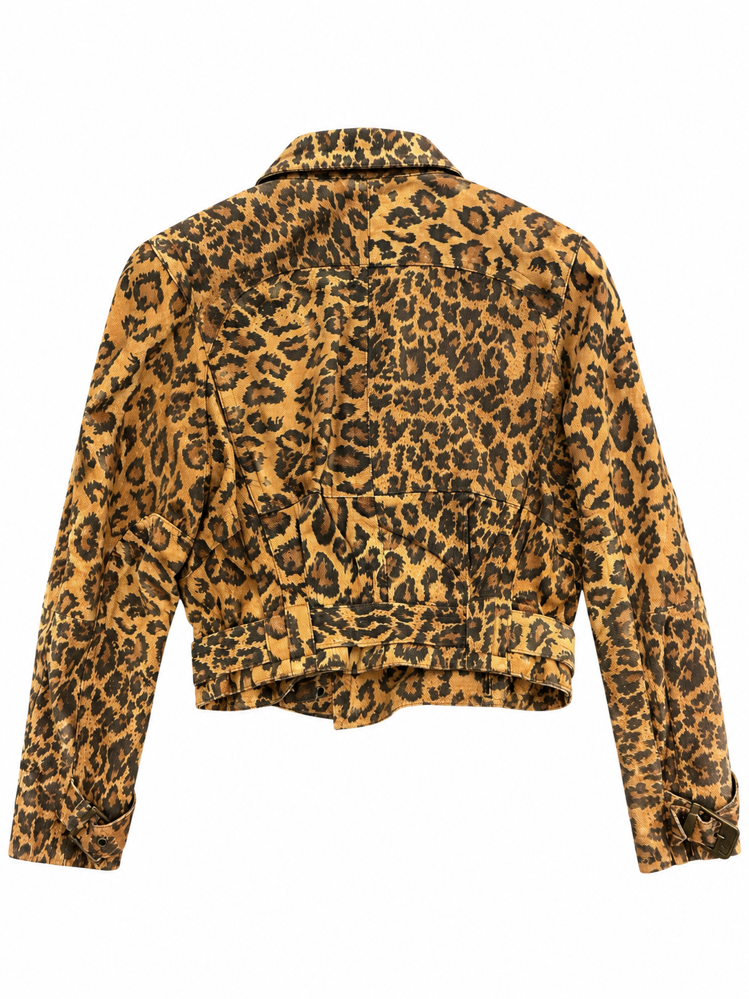 Vintage Leopard Suede Bomber Jacket